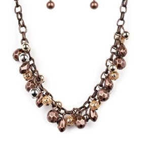 Paparazzi Brown and Gold Beaded NecklaceBuilding My Multi Copper Brass Fashion